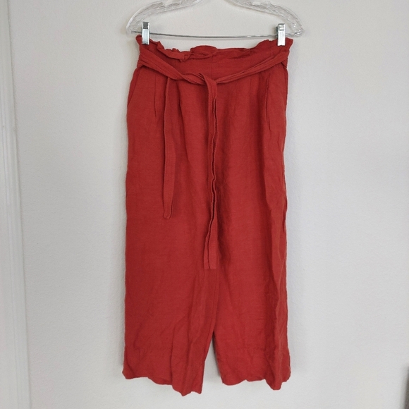 Madewell Tie-Waist Huston Pull-On Crop Pants Size Meduim - Picture 3 of 10